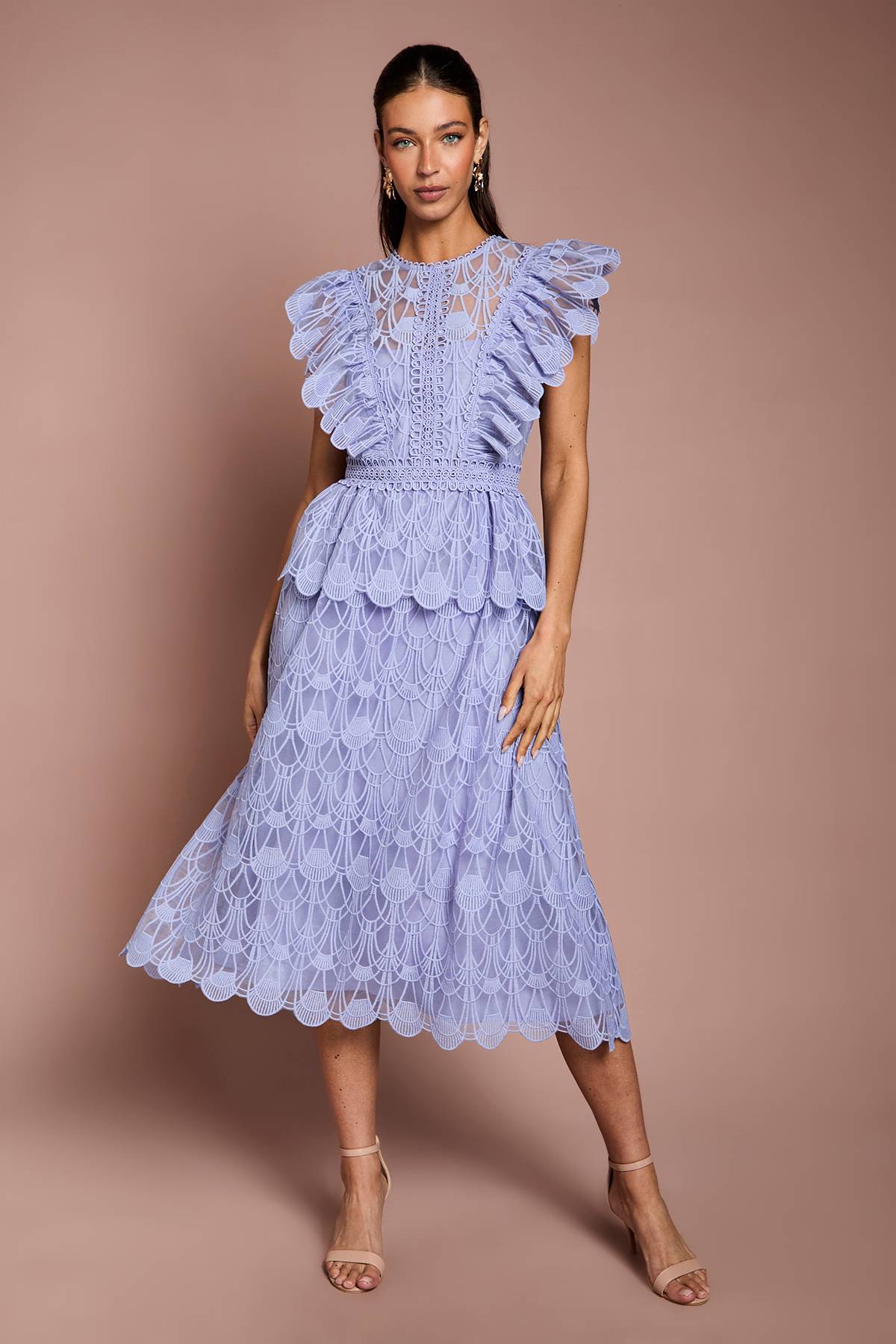 Coast Robe Midi À Volants En Organza Festonné