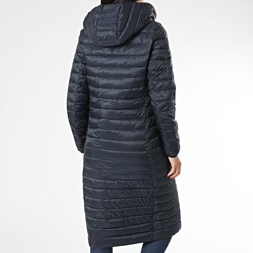 Doudoune Longue Capuche Femme Padded Global Stripe 9580 Bleu Marine
