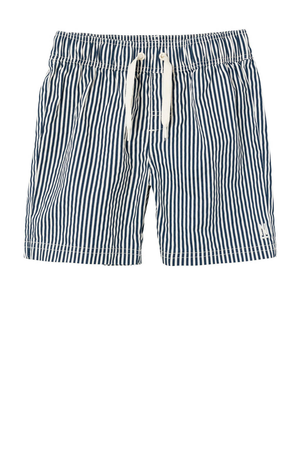 gestreepte zwemshort NKMZEER donkerblauw/wit