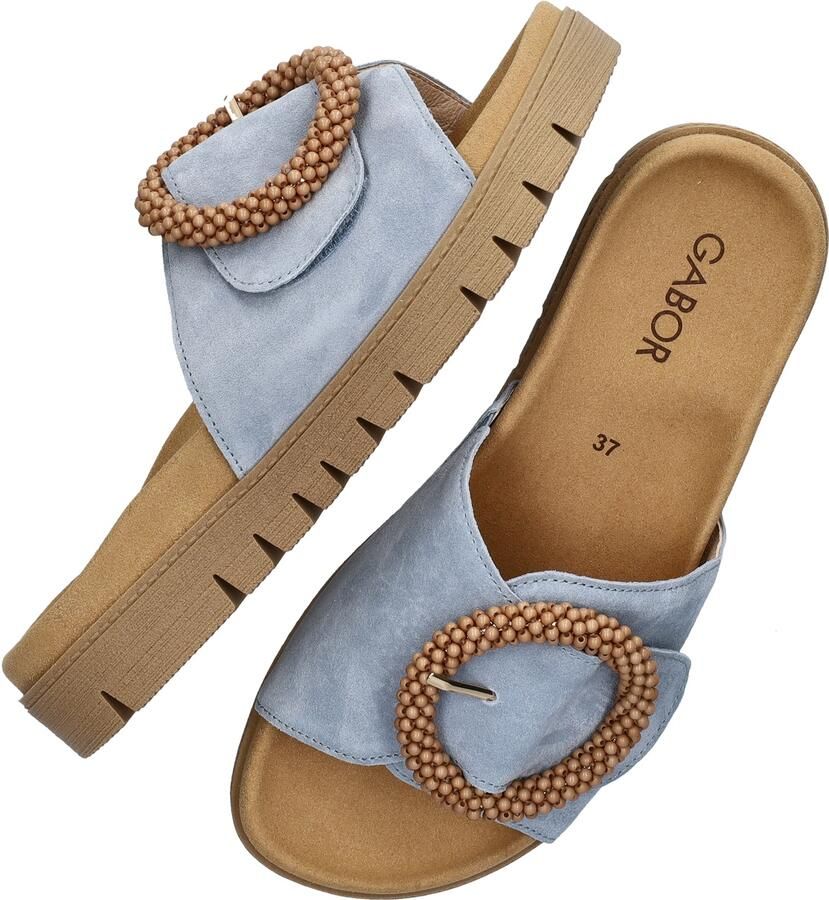 Gabor -Dames blauw licht slippers & muiltjes