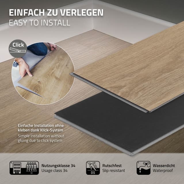 4,5 m² Click vinylgulv eg 4,2 mm PVC brunt laminat
