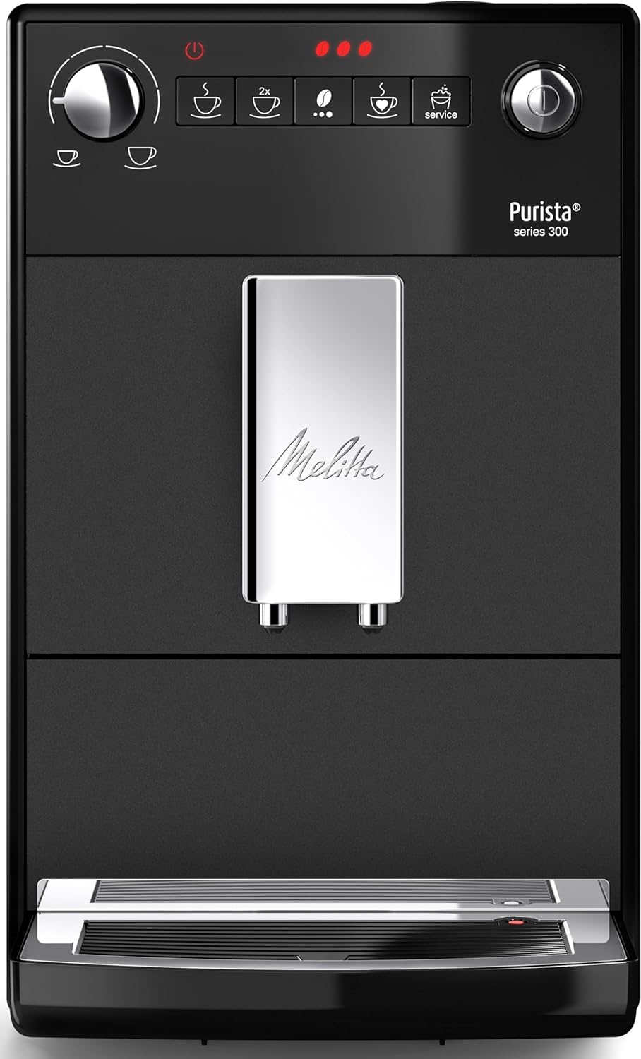 Melitta Purista Kaffeevollautomat, Mattschwarz, Flüsterleises Mahlwerk, Individuelle Kaffeezubereitung, Kompakte Größe, 1,2L Wassertank