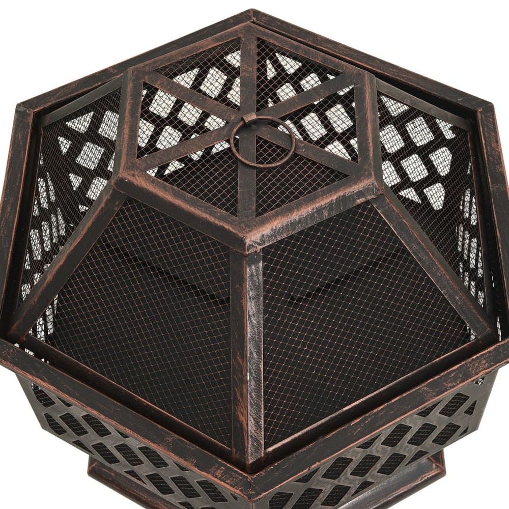 Foyer rustique avec tisonnier 62x54x56 cm xxl acier