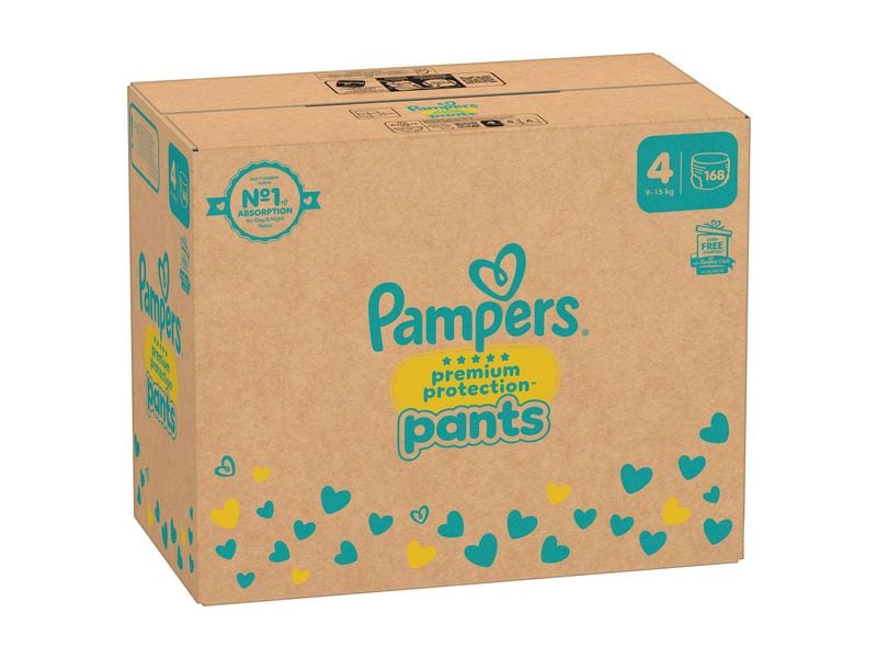 Pampers Windeln Premium Protection Pants Maxi Grösse 4 Monatsbox 9-15 kg, 168 Stück