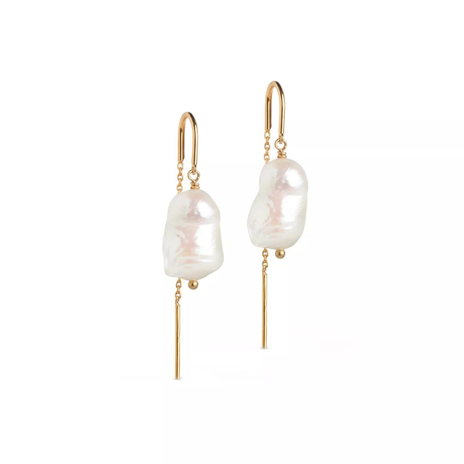 Enamel Twin Pearls Øreringe 18 kt. Forgyldt Sølv E275G