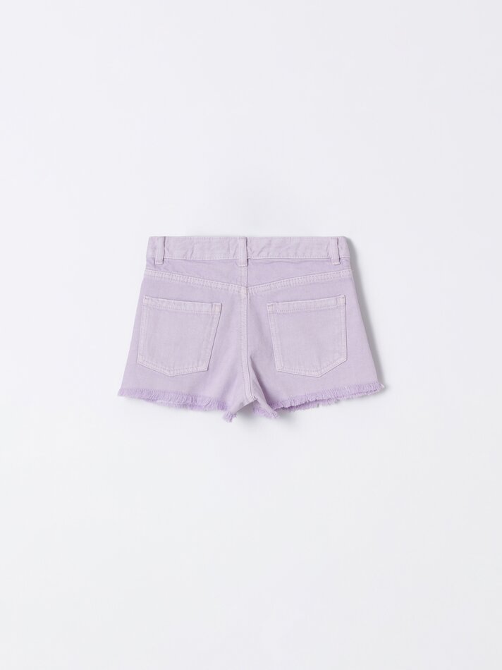 Shorts jeans rasgados - Roxo claro