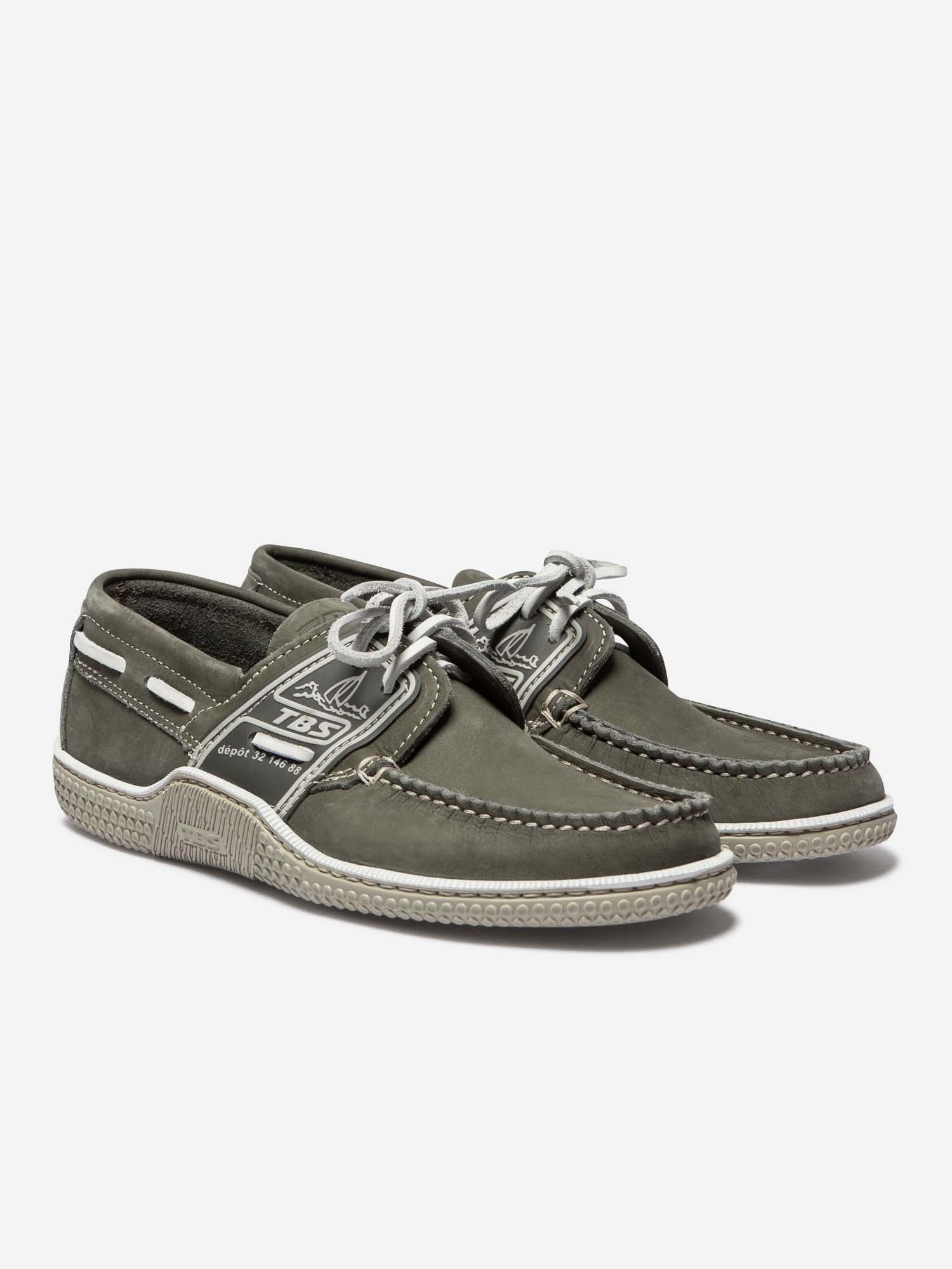 Chaussures Bateau Homme Cuir Kaki