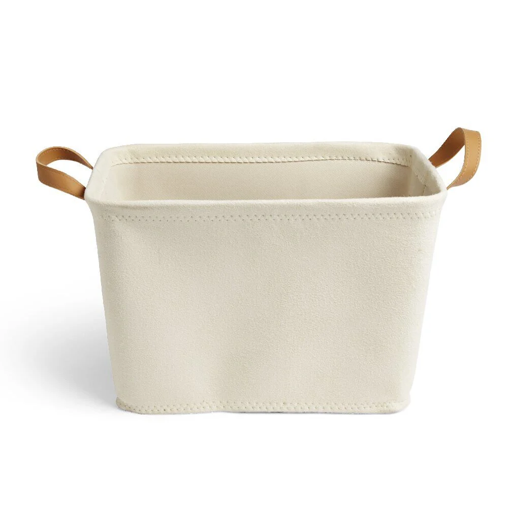 Panière beige avec poignées marron 38x26xH25cm