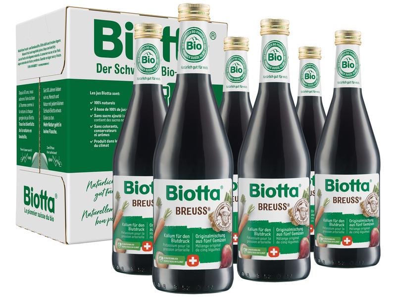 Biotta Breuss Bio 6 x 0.5 l Gemüsesaft aus fünf erntefrischen Bio-Gemüsen