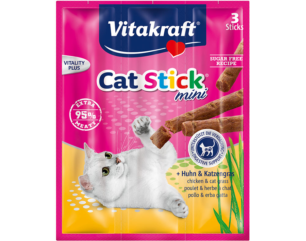 SNACK GATO MINI VITAKRAFT STICKS FRANGO C/ERVA 18G