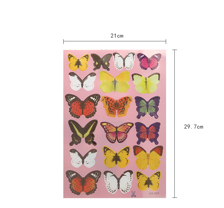 (19er Set) 3D Schmetterling Sticker Bastel Aufkleber Home Deko für Wände / Geschenke - Assortiert