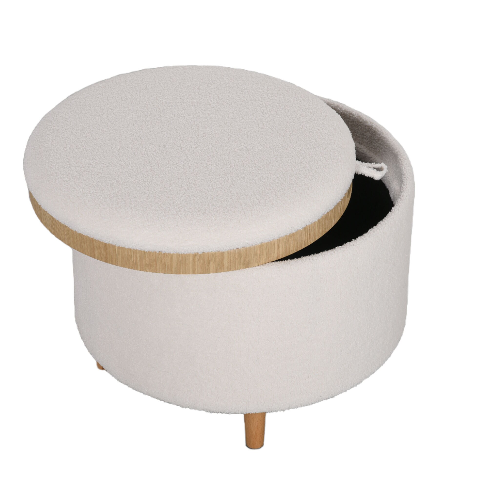 HOMCOM Polsterhocker mit Stauraum weiß 56L x 56L x 42Hcm