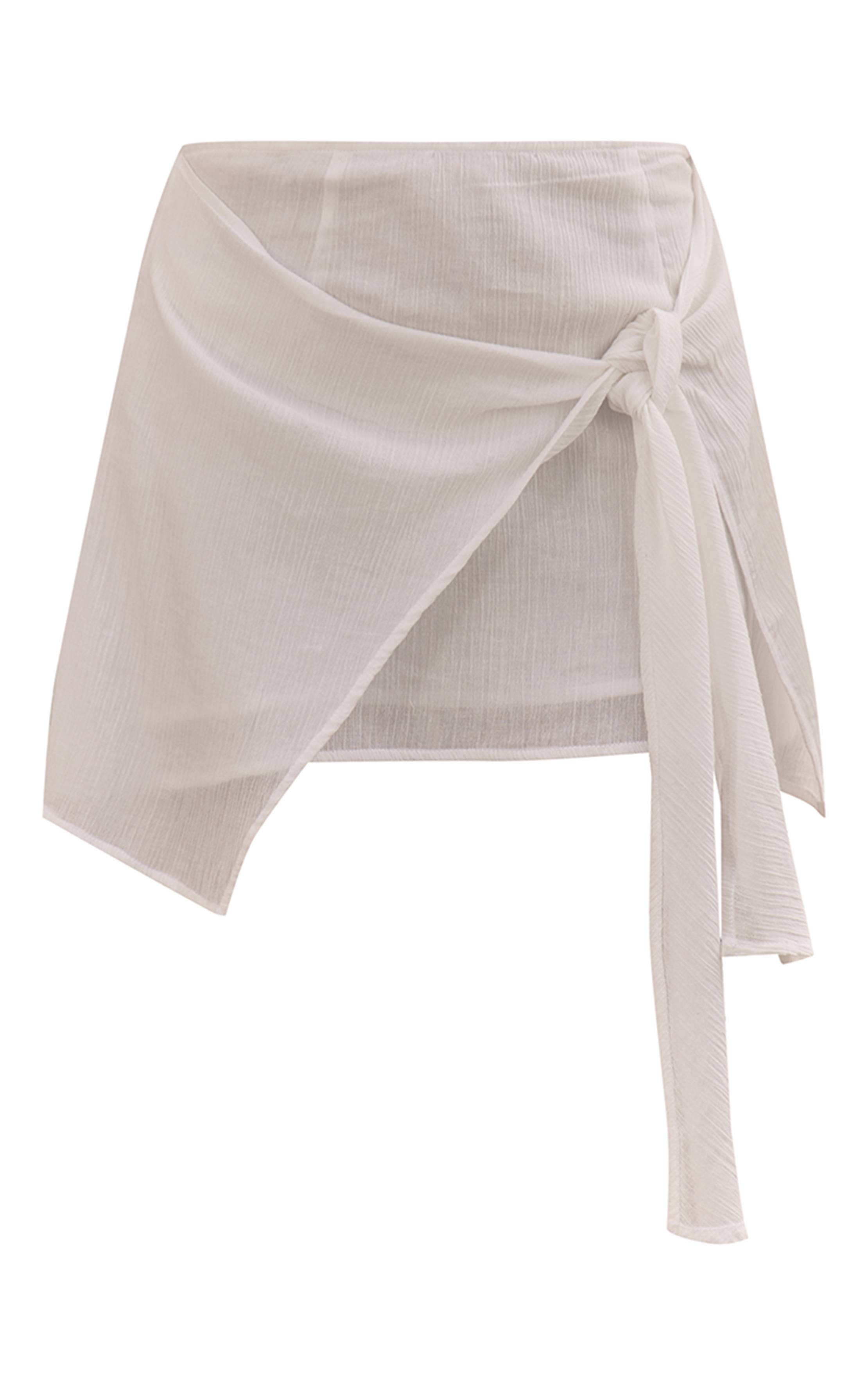 Blanc Mini-jupe Portefeuille En Gaze De Coton