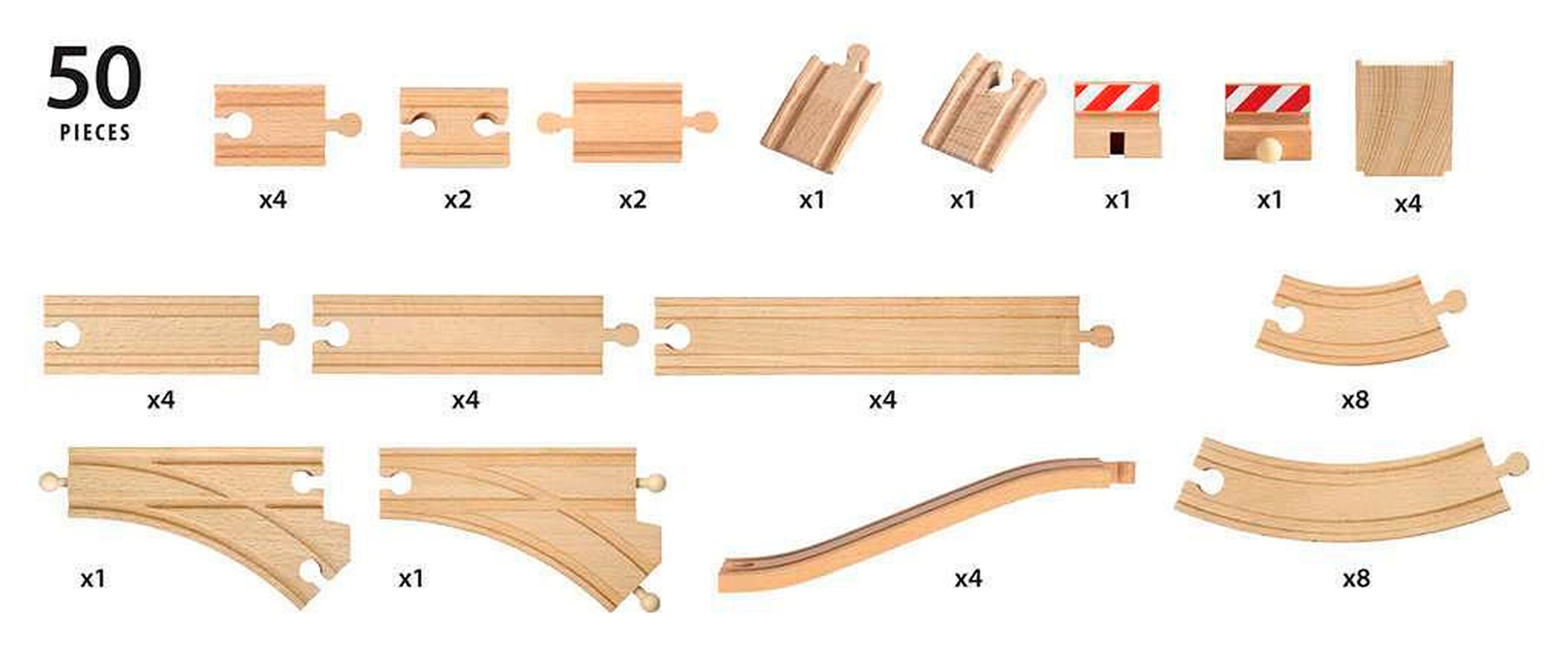 BRIO Großes Schienensortiment, 50 Teile