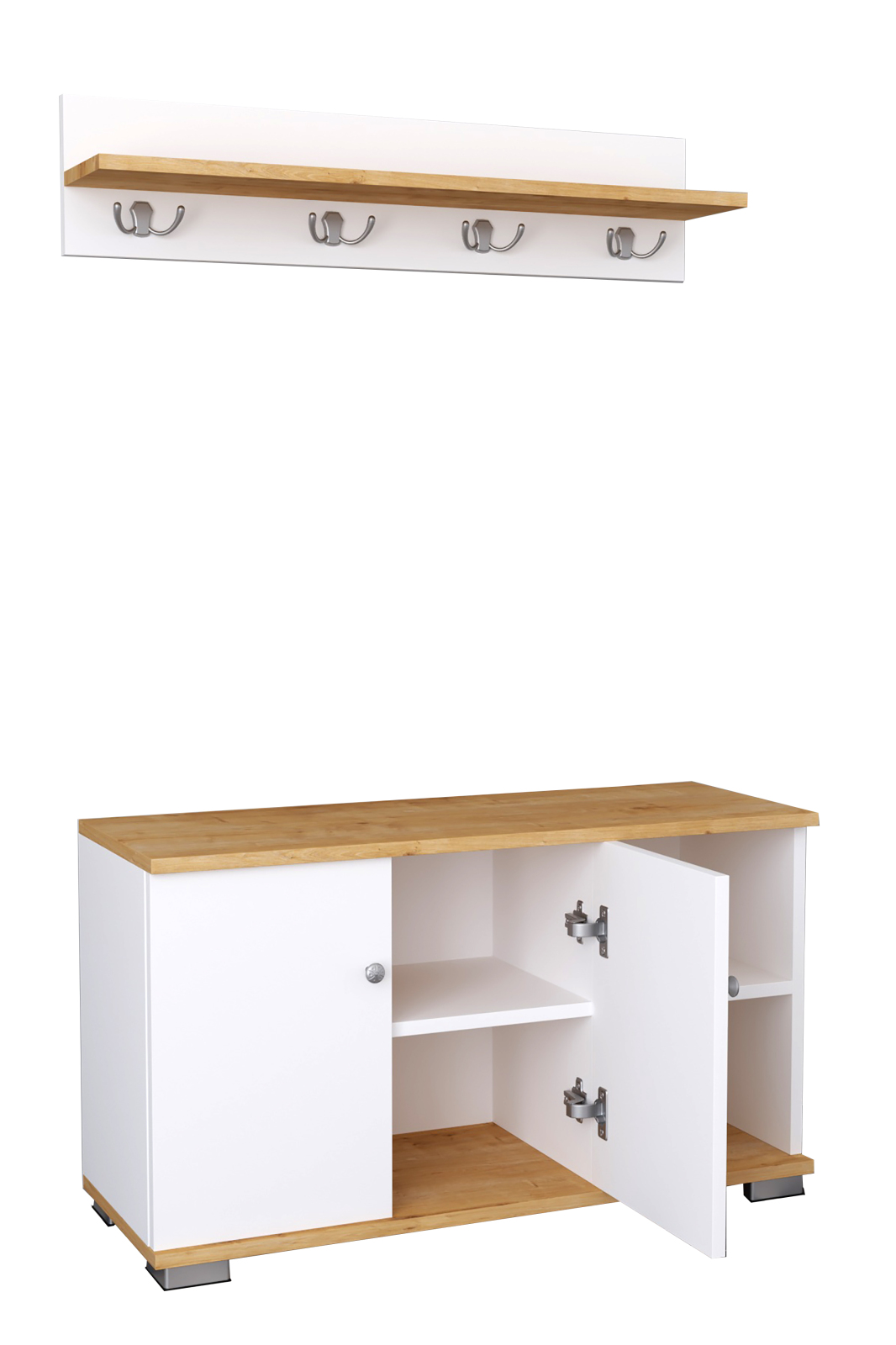 Garderoben-Set GADOS L - weiß - Honig Eiche - 90 cm