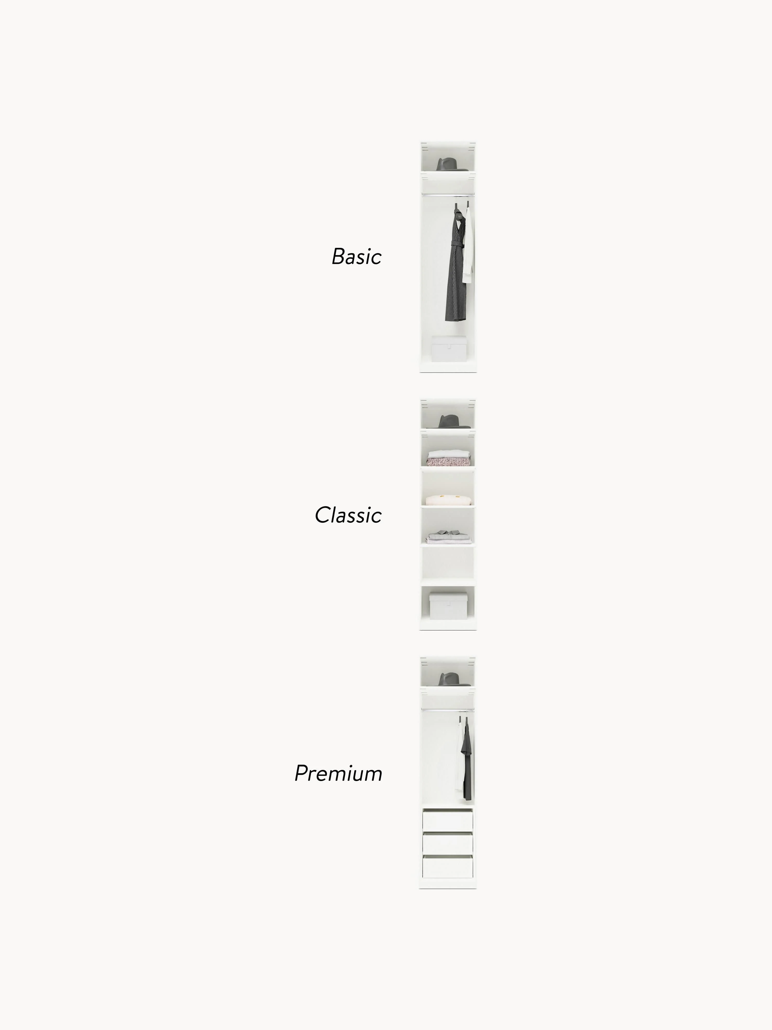Modulaire draaideurkast Charlotte, 50 cm breed, diverse varianten