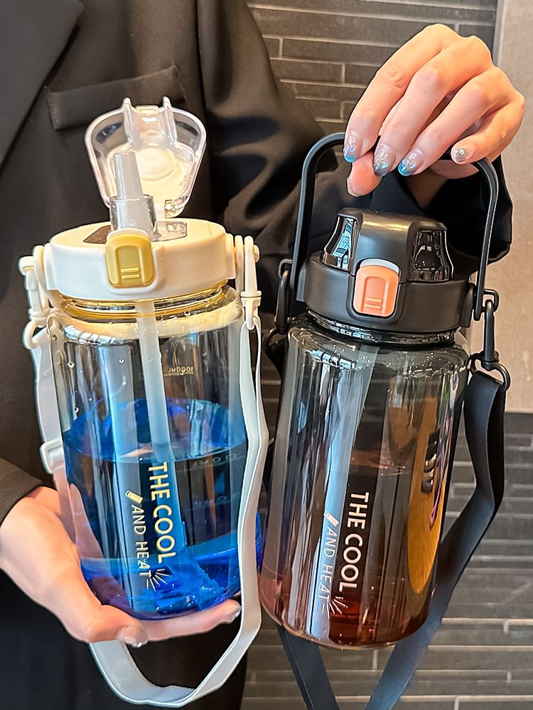 Choyce - Beletterde plastic drinkfles met rietje (verschillende ontwerpen)