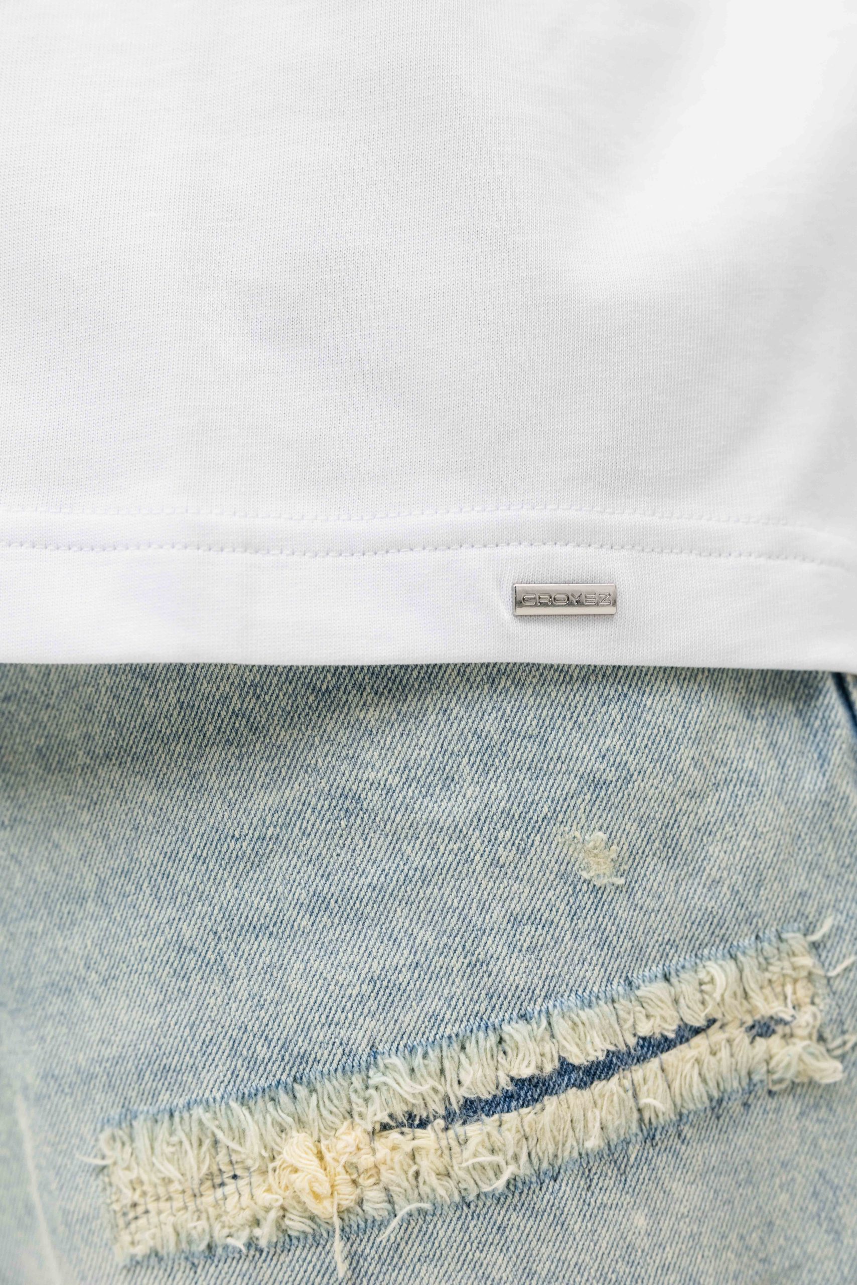 Croyez Botanique T-Shirt Heren Wit/Blauw