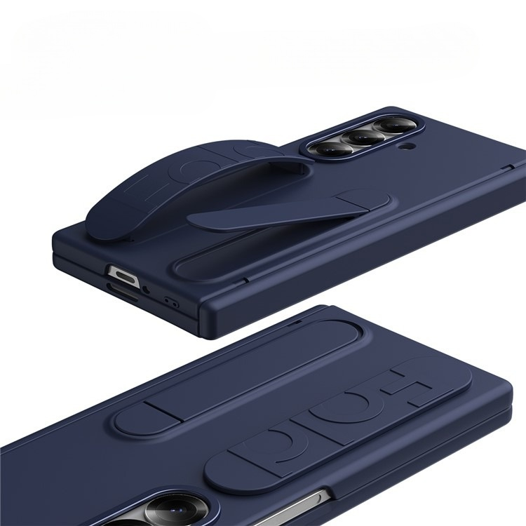 Samsung Galaxy Z Fold7 Soft Touch Hardcase Schutzhülle mit Handschlaufe   Kickstand Aufsteller - Dunkelblau