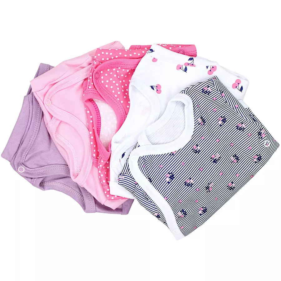 TupTam Baby Mädchen Kurzarm Wickelbody 5er Set lila