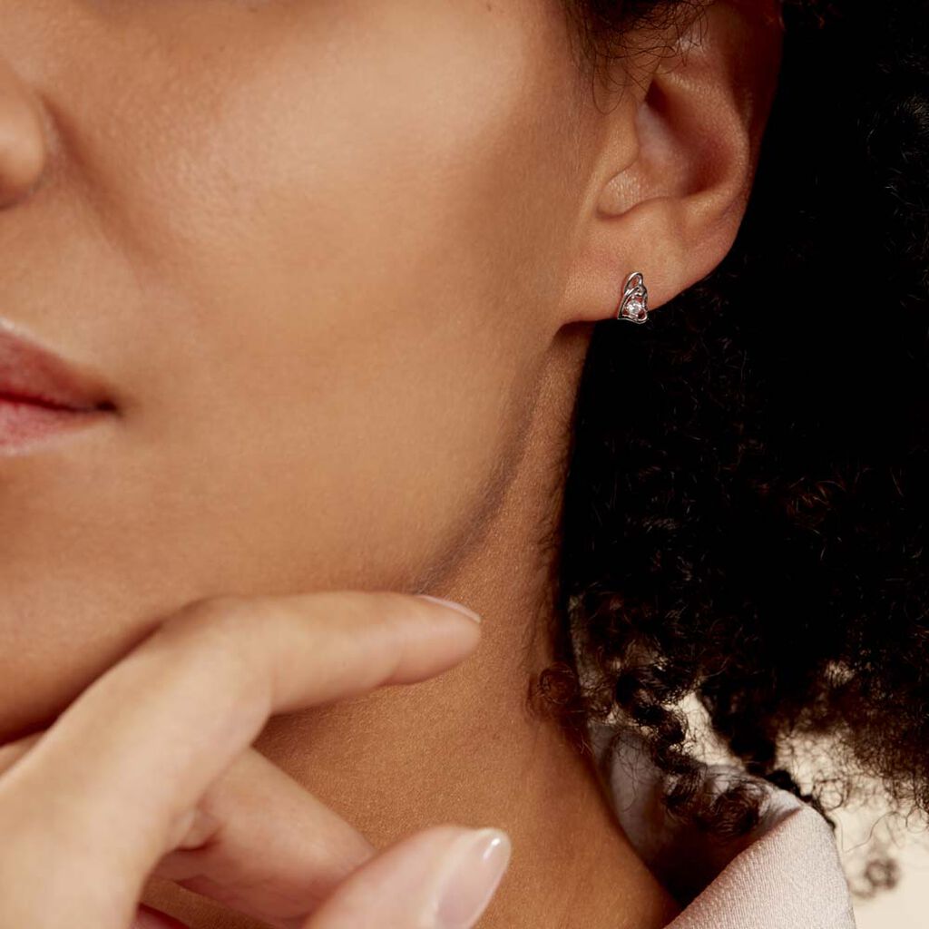 Boucles D'oreilles Puces Roma Argent Blanc Oxyde De Zirconium