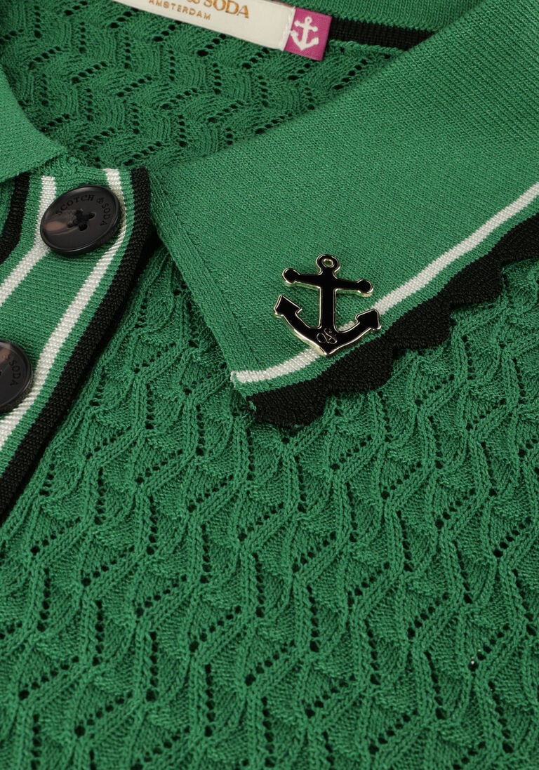 SCOTCH & SODA groene scotch & soda polo pointelle collared knitted tee