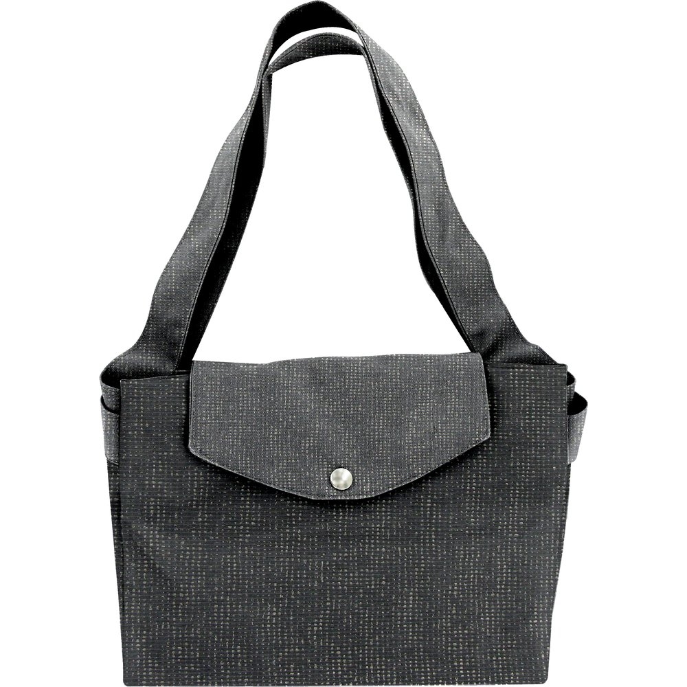 Grand Sac Cabas En Tissu Anthracite Argent