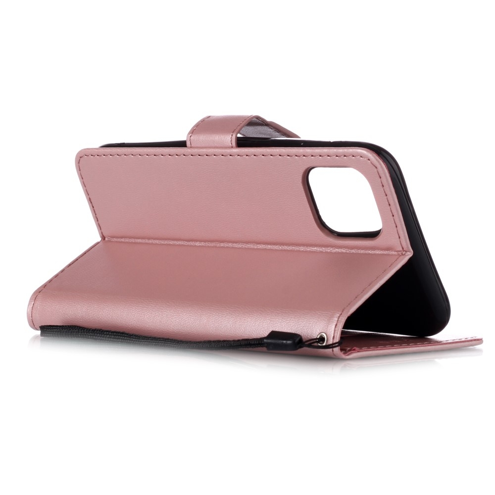 iPhone 11 Leder Tasche Flip Cover mit Kartenfächer - Roségold