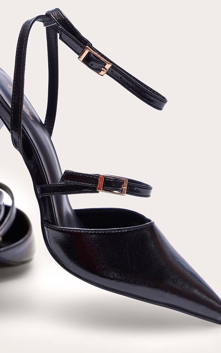 Noir Escarpins À Bout Pointu Avec Détails Boucles Et Effet Froissé