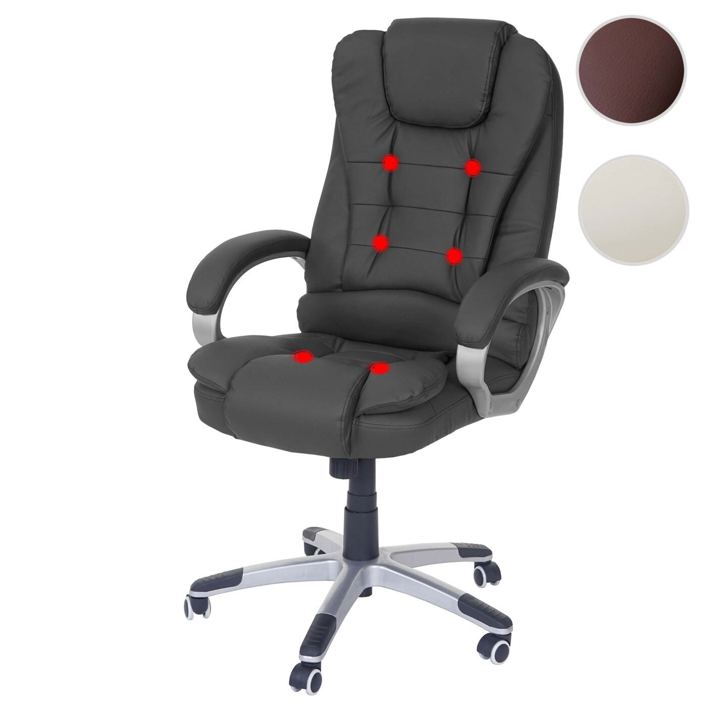 Massage-Bürostuhl Blackpool, Massagestuhl Drehstuhl Chefsessel, Kunstleder ~ creme