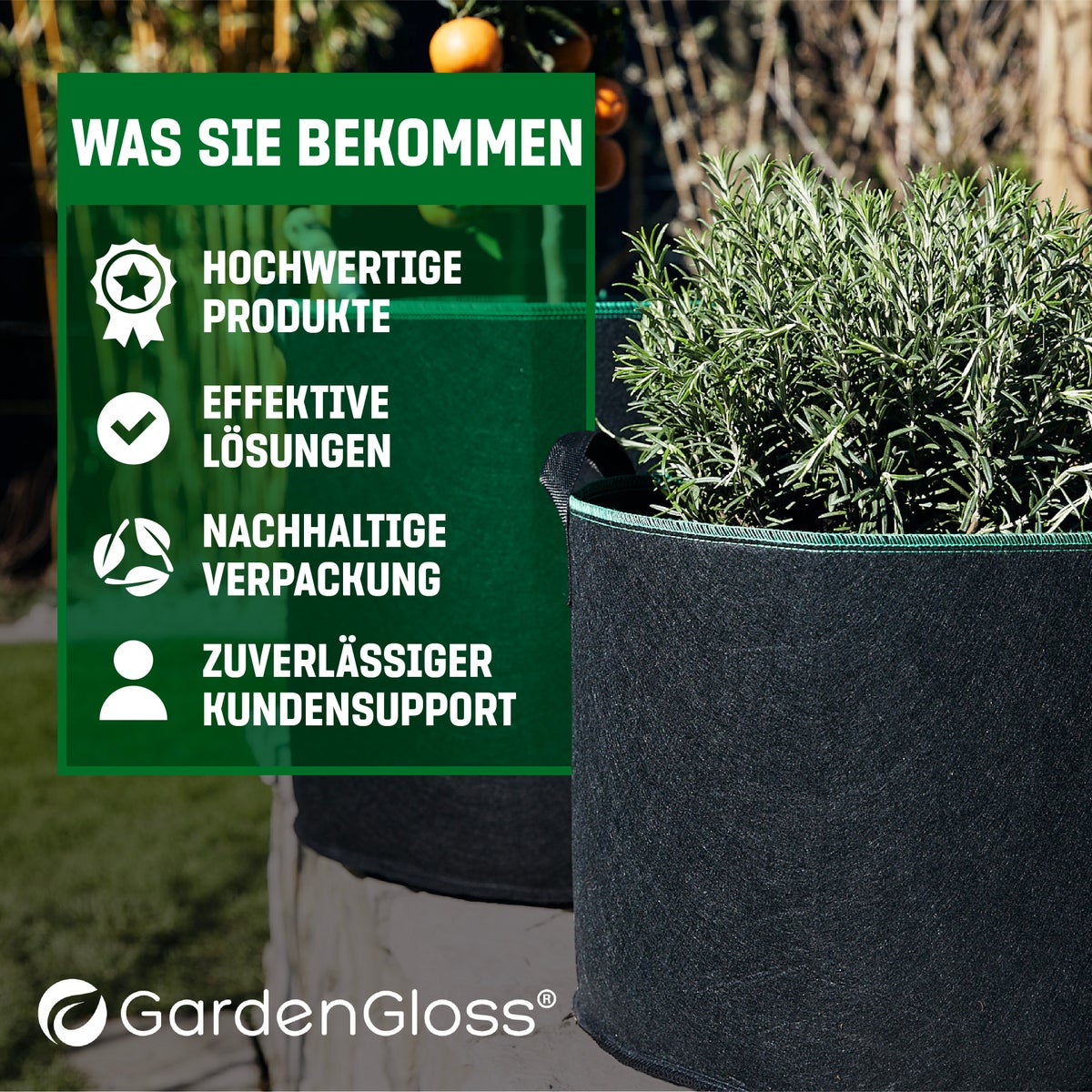 GardenGloss Plantzak (3 stuks) - 60L Plantzak van non-woven stof - Plantzak voor aardappelen, tomaten en aardbeien - Zwart - Voor binnen- en buitengebruik