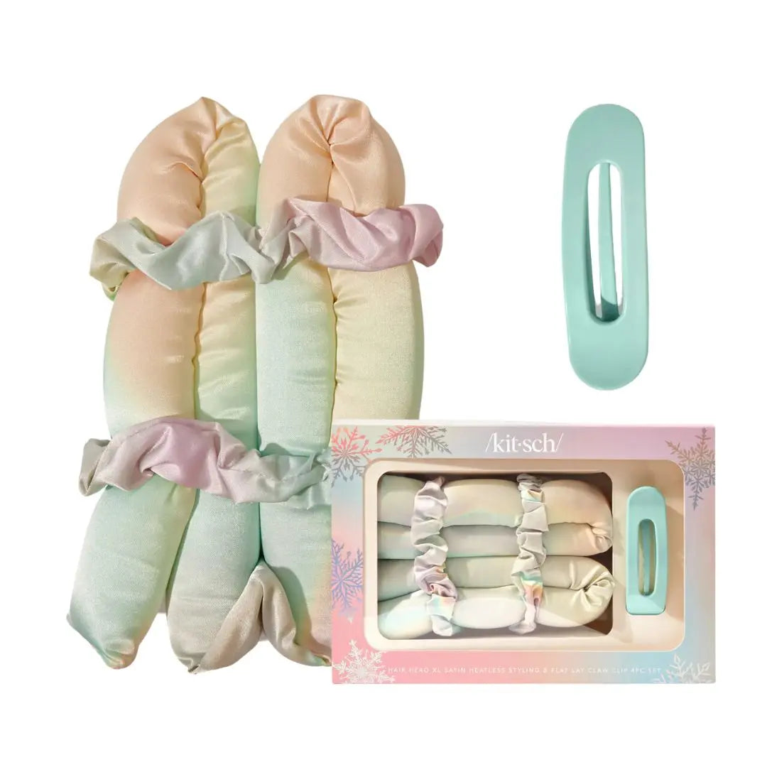 Hair Hero XL Satin Heatless Styling & Flat Lay Claw 4 Piece Set Aura