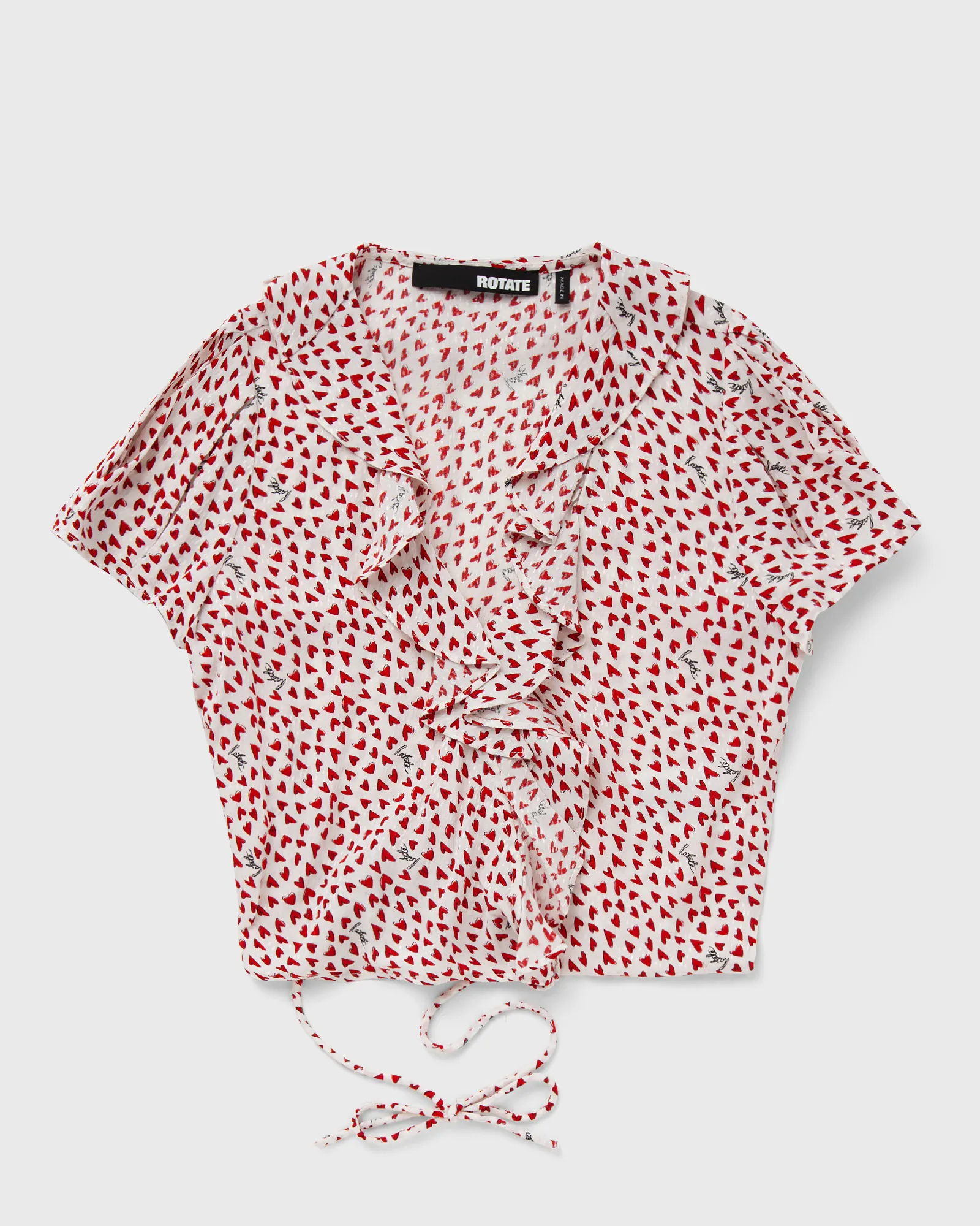 ROTATE Birger Christensen PRINTED FRILL WRAP TOP