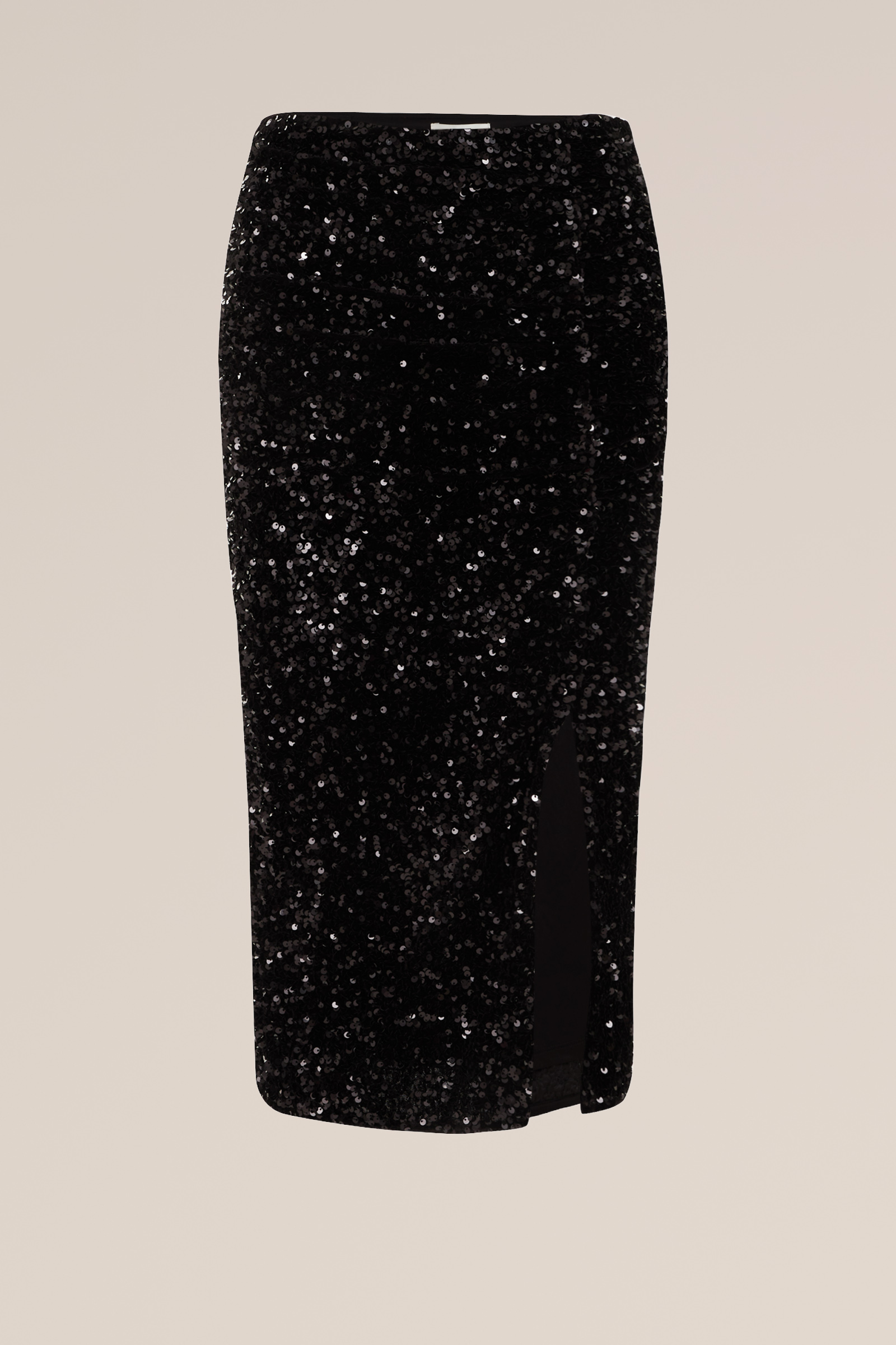 velvet kokerrok met pailletten WE Fashion Zwart