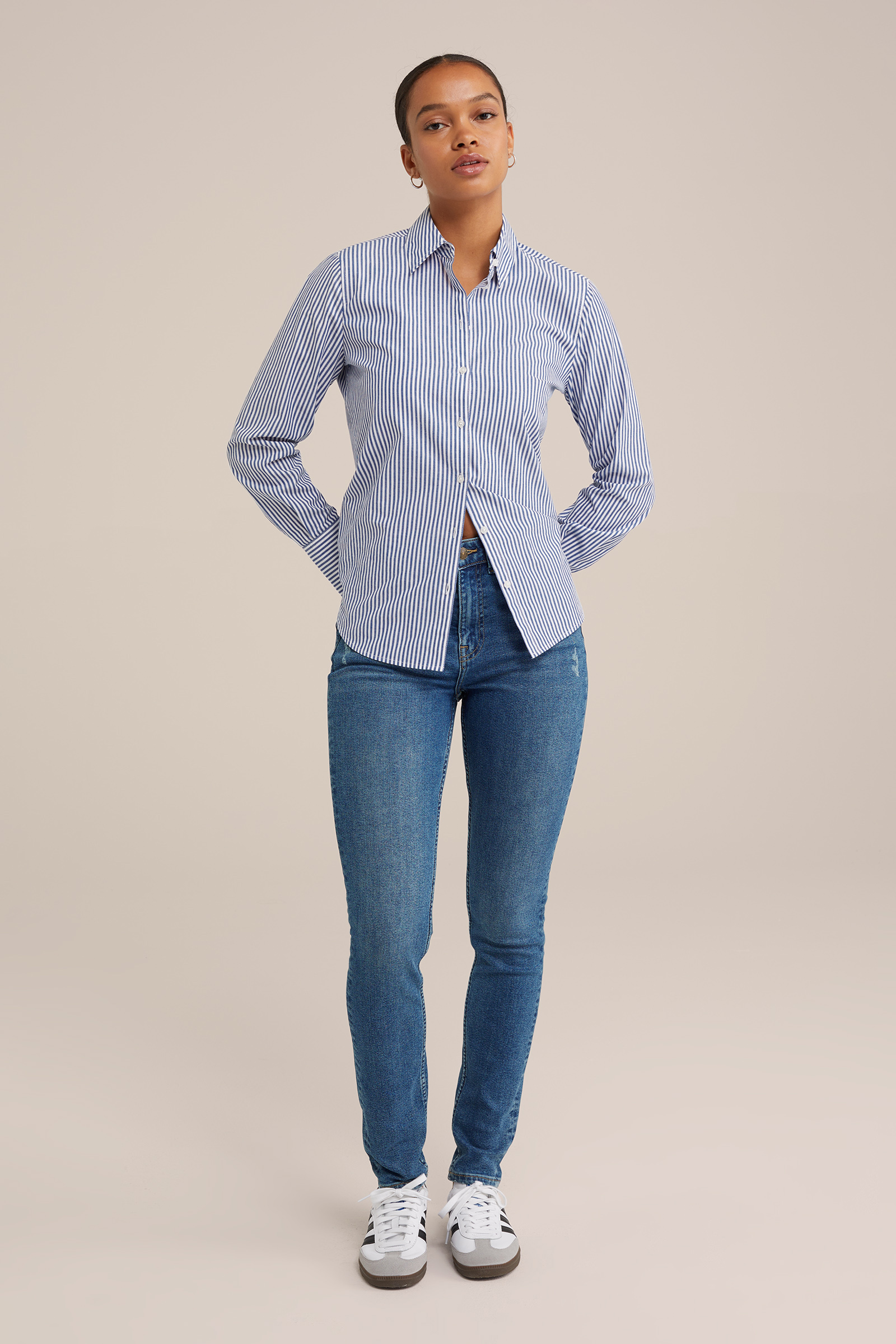 rise skinny fit jeans met superstretch Blue Ridge Donkerblauw