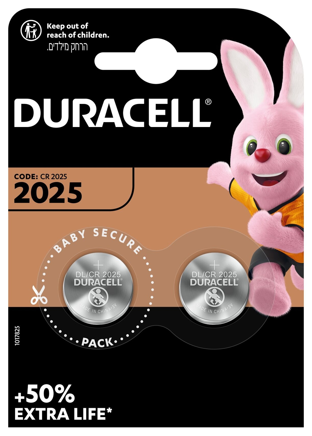 DURACELL Batterie CR2025 3V Lithium B2 XL Blist 2 Stk