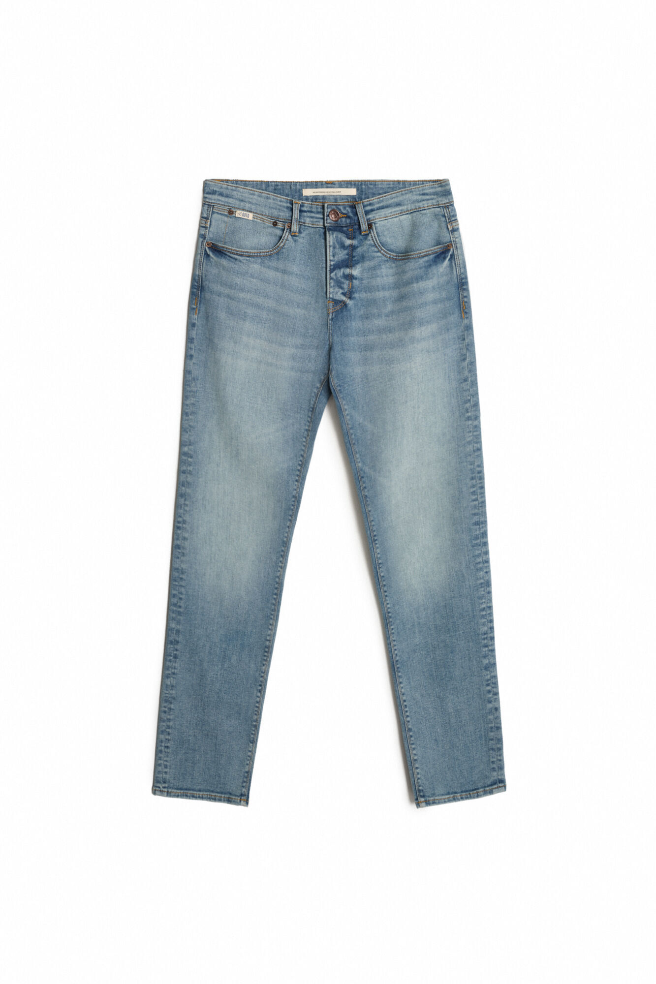 Calça jeans slim de lavagem clara - Azul