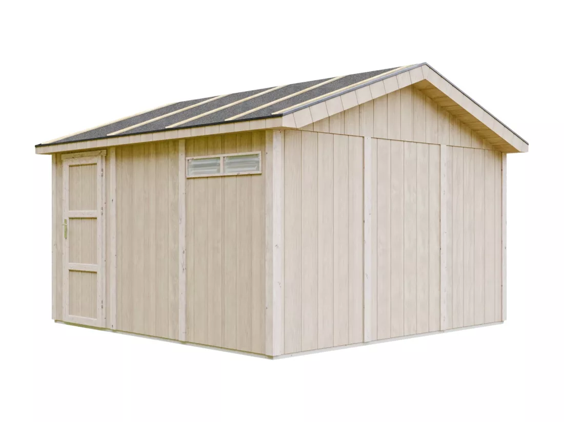 Garage QUALITÉ PREMIUM 13 m² - L378xl412 cm - Timbela M990B