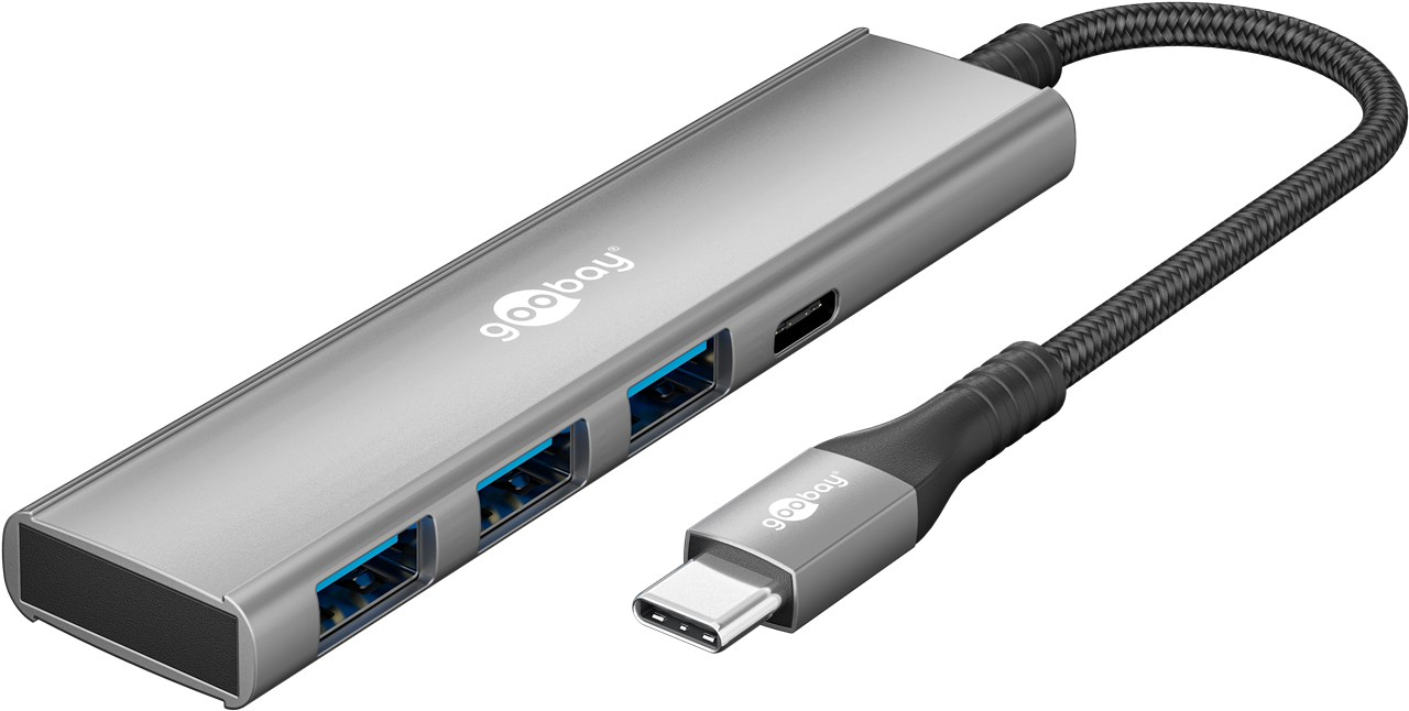 Slim 4-Port USB-C Multiport Adapter HUB mit 3x USB 3.2 / 1x USB-C 5 Gbit/s (76562) - Hellgrau
