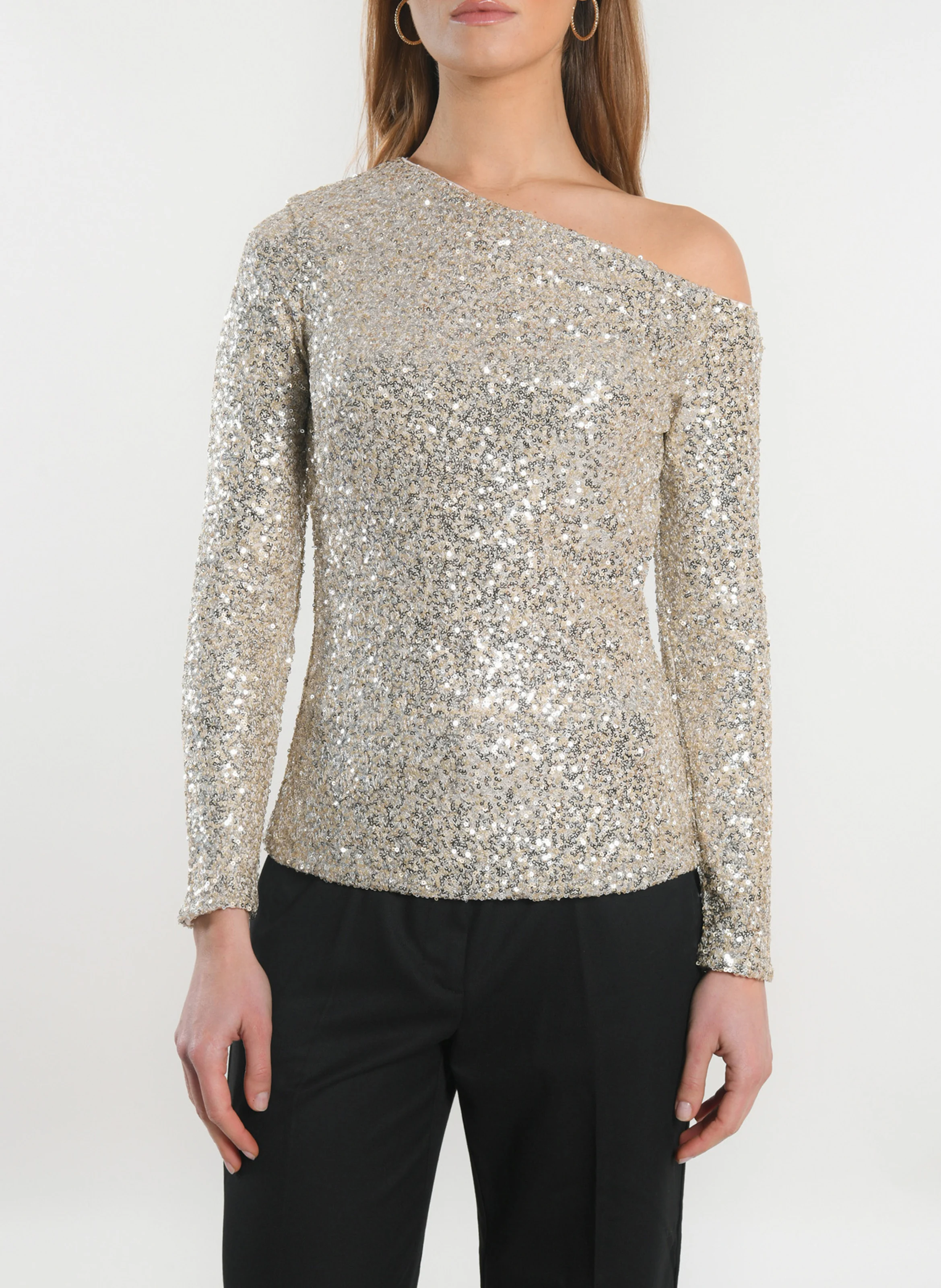 JAY - Top col bateau à sequins | Doré