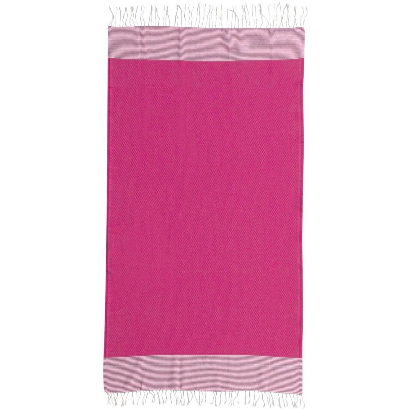 Febronie Fouta Nid d'Abeille Ibiza rose fuschia/blanc - 100x200 cm
