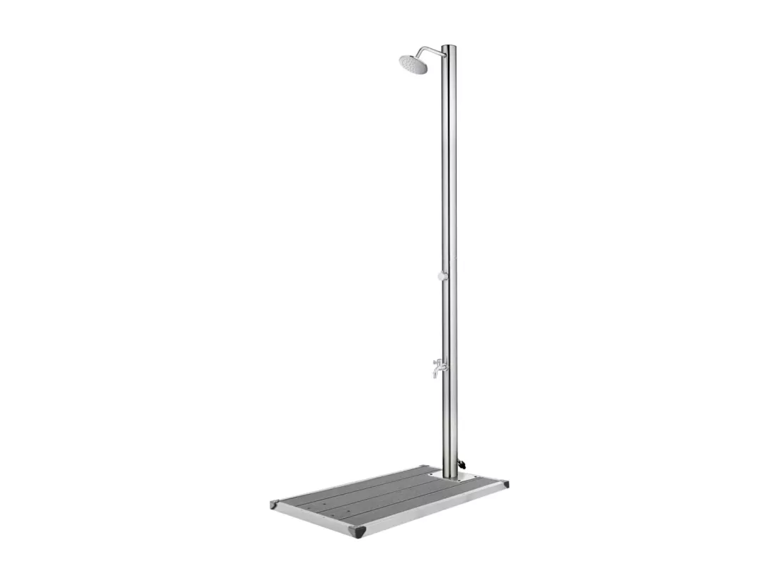 Prolenta Premium - Douche de jardin avec base gris 220 cm Acier inoxydable