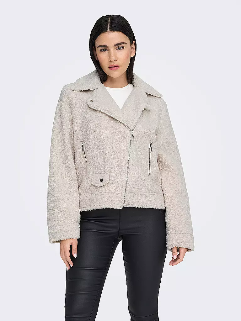 ONLY Jacke in Felloptik ONLRIO TEDDY BIKER creme