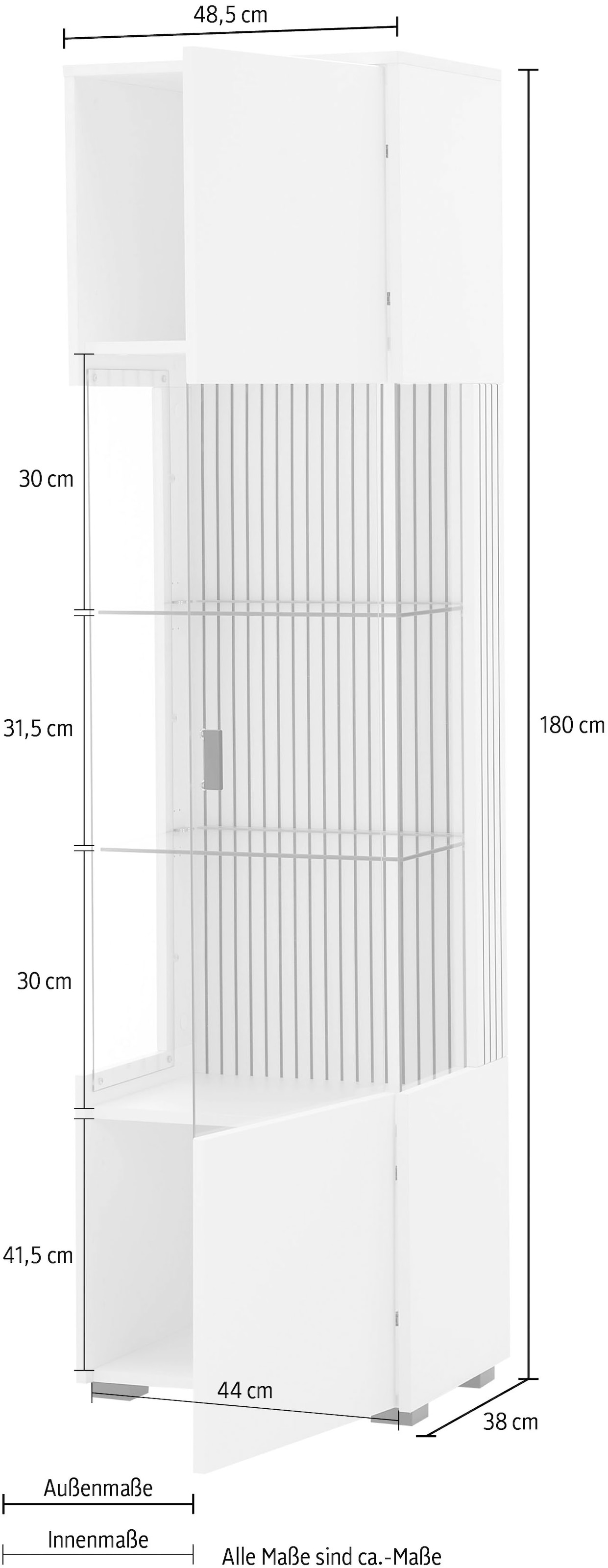 INOSIGN Vitrine »Hudson« in moderner Trendfarbe, Griffe aus Metall (Schwarz), Höhe 180 cm