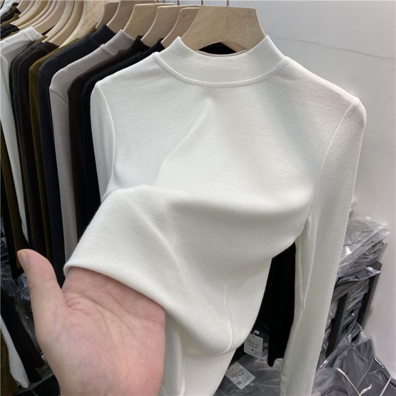 Sancus - T-shirt met lange mouwen en mockneck, effen