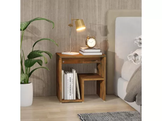 Table de chevet Chêne fumé 40x30x40 cm Bois d'ingénierie