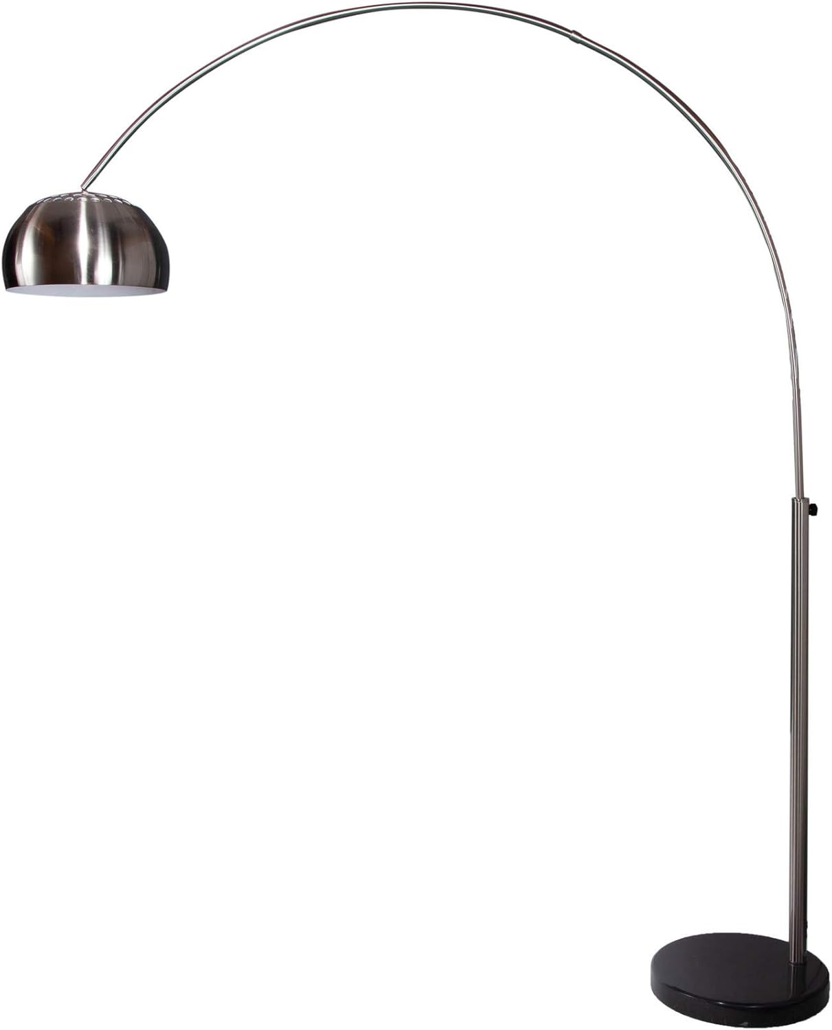 Stylische Bogenleuchte LOUNGE DEAL chrom gebürstet Marmorfuß 170 cm E27 60 W ausziehbar Wohnzimmerleuchte Stehleuchte Stehlampe Wohnzimmer
