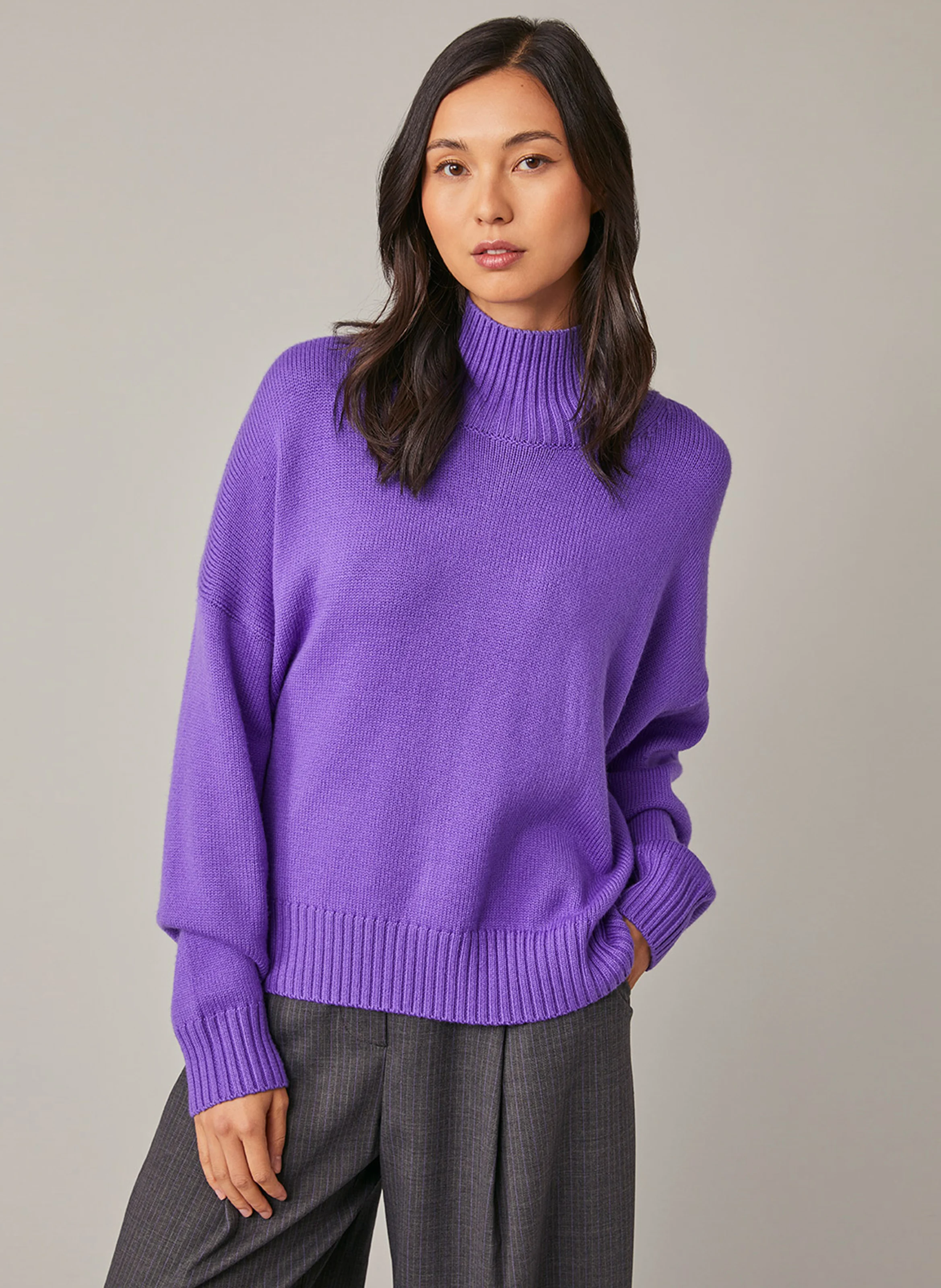 ENOCE - Pull oversize à col montant | Violet