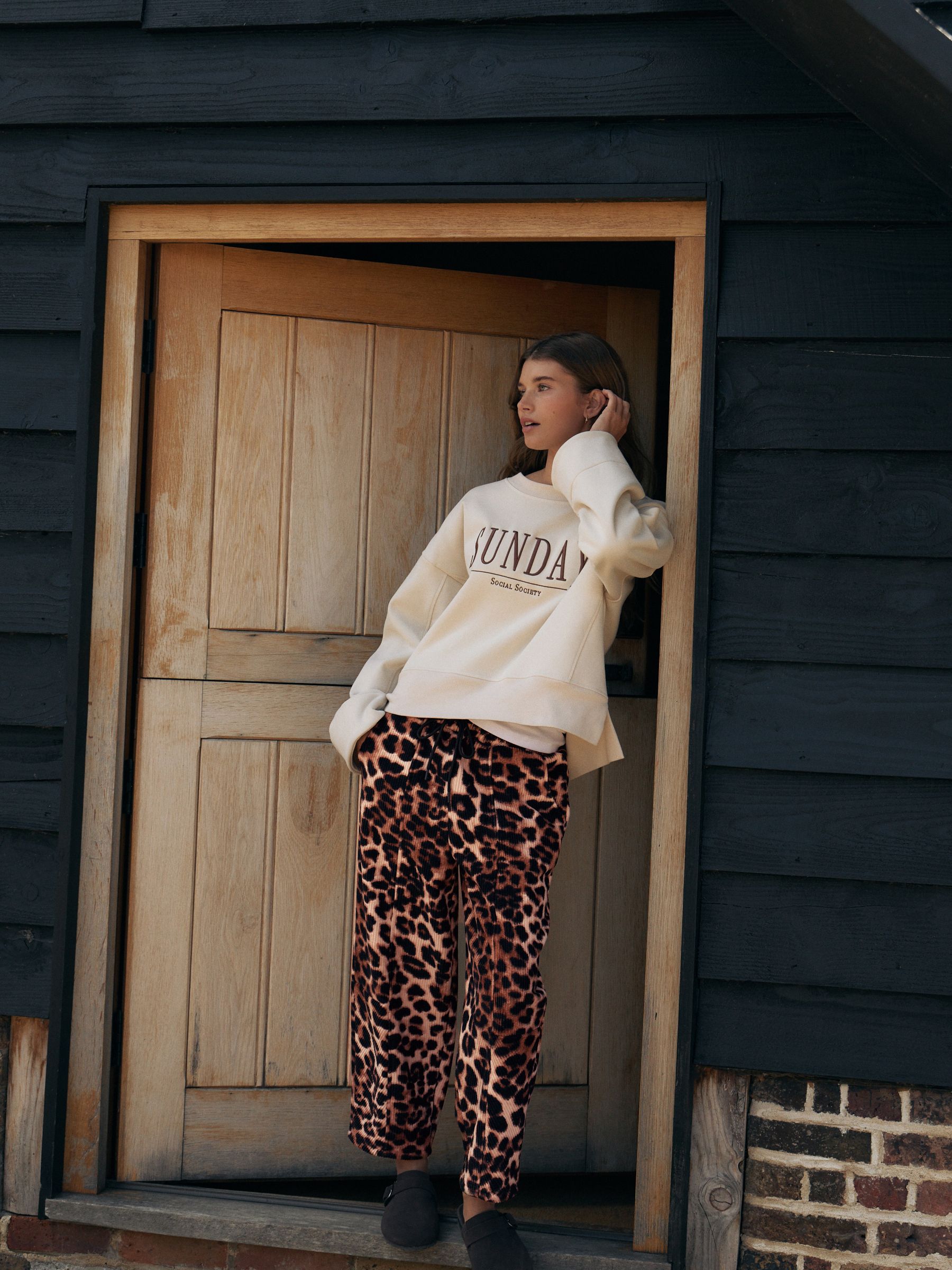 Dierenprint - Broek met wijde kortere pijpen
