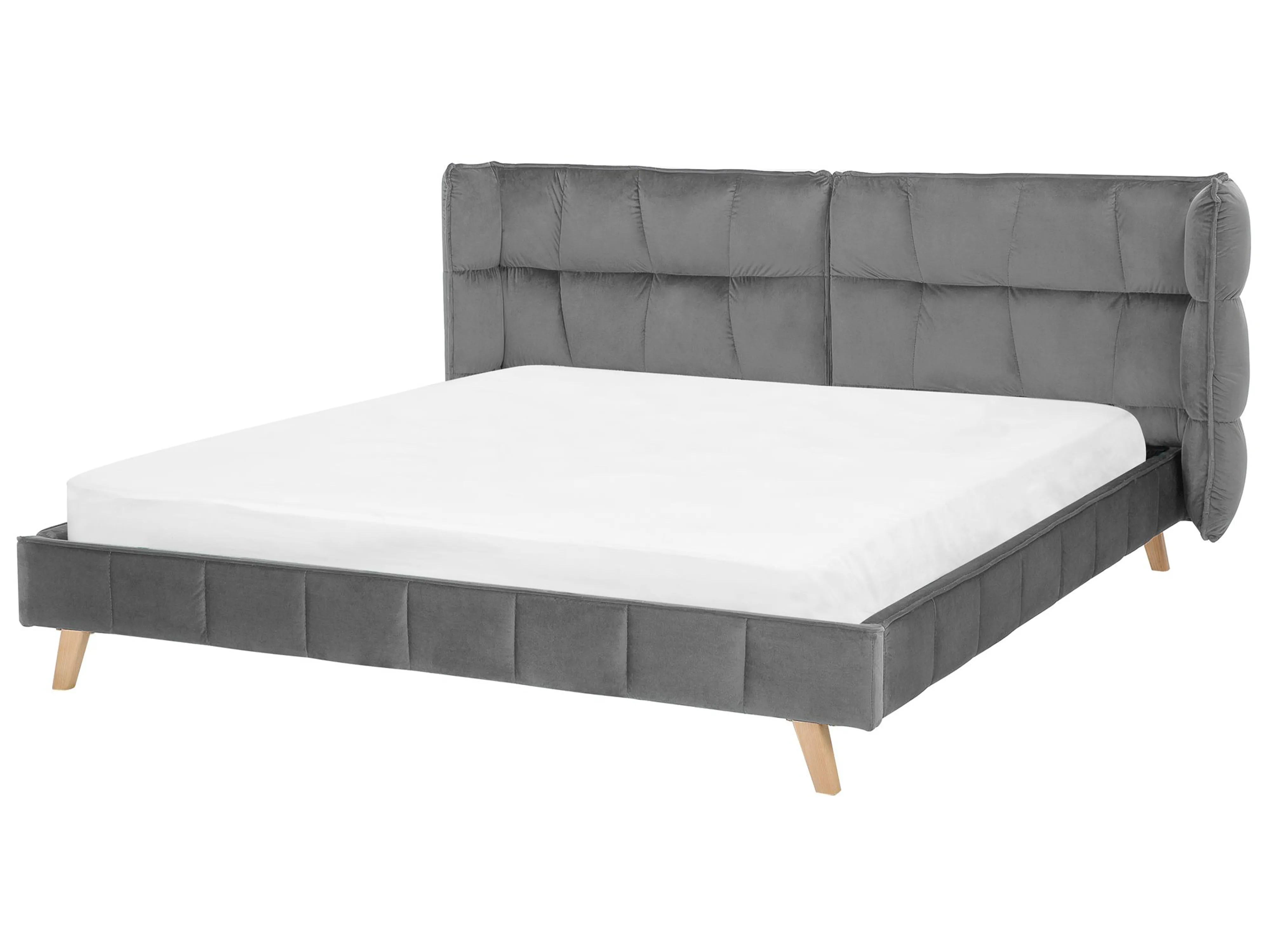 Bed Fluweel SENLIS 180 x 200 cm Grijs
